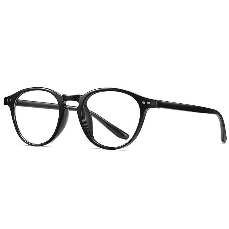 Side Blue Light Glasses Retro Black frame, round lenses, and modern minimalistic design. Built for everyday use, these glasses filter harmful blue light to reduce eye strain, improve focus, and support better sleep quality. Lightweight and durable with a comfortable fit, perfect for long hours at the office, on your phone, or during late-night screen time. A timeless choice for both men and women. Available now at www.zenluk.com