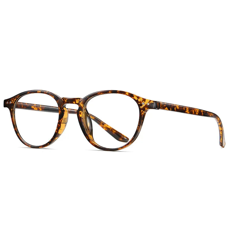 Side Blue Light Glasses Retro Leopard frame, round lenses, and modern minimalistic design. Built for everyday use, these glasses filter harmful blue light to reduce eye strain, improve focus, and support better sleep quality. Lightweight and durable with a comfortable fit, perfect for long hours at the office, on your phone, or during late-night screen time. A timeless choice for both men and women. Available now at www.zenluk.com