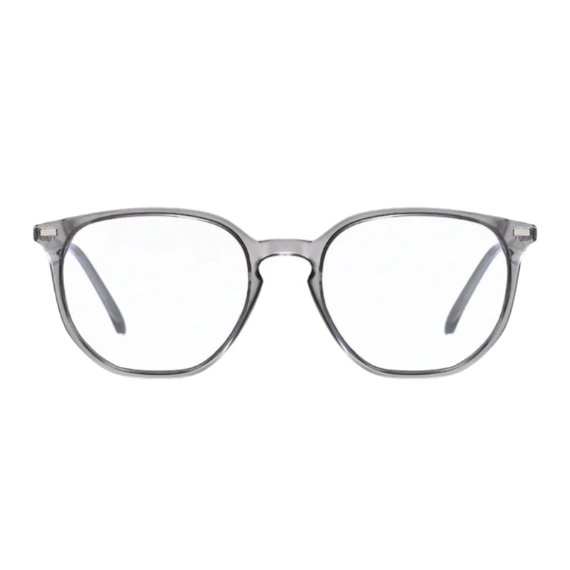 Blue Light Glasses Pop Grey frame, stylish and modern design with UV400 protection, reduces digital eye strain, improves sleep and protects against harmful screen glare. Lightweight and perfect for all-day computer, phone or tablet use. Available at www.zenluk.com