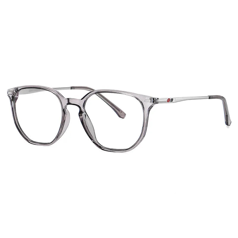 Side Blue Light Glasses Pop Grey frame, stylish and modern design with UV400 protection, reduces digital eye strain, improves sleep and protects against harmful screen glare. Lightweight and perfect for all-day computer, phone or tablet use. Available at www.zenluk.com
