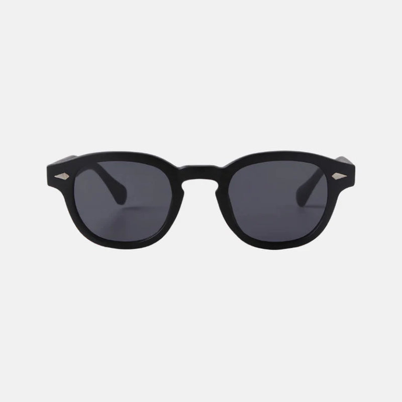 Sunglasses Raj Black Front Side, black lens. Visit www.zenluk.com